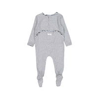 Ladida Heather Grey Floral Trimmed  Footie