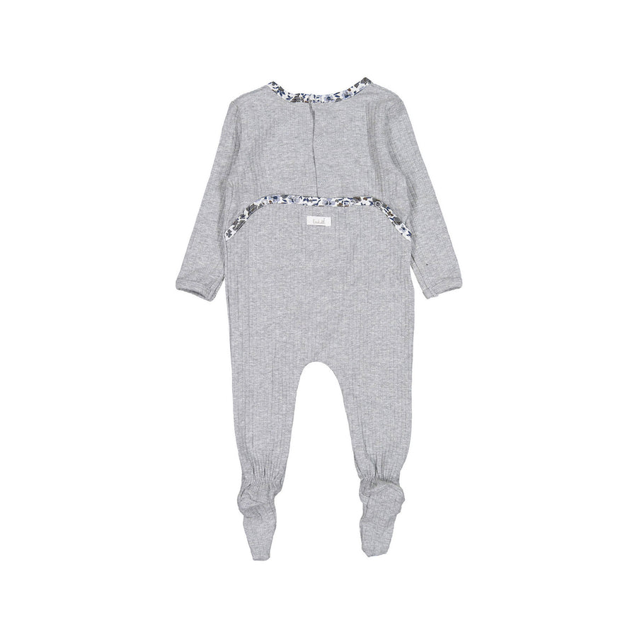 Ladida Heather Grey Floral Trimmed  Footie