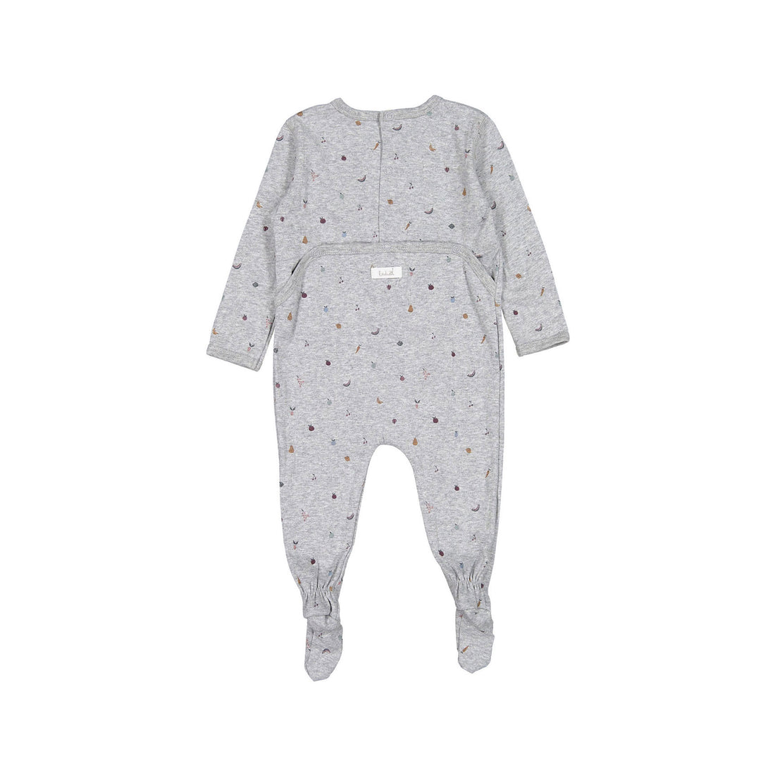 Ladida Grey Cotton Fruit Print Footie