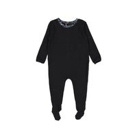 Ladida Black Floral Trimmed  Footie