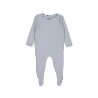 Ladida Dusty Blue Floral Trimmed  Footie