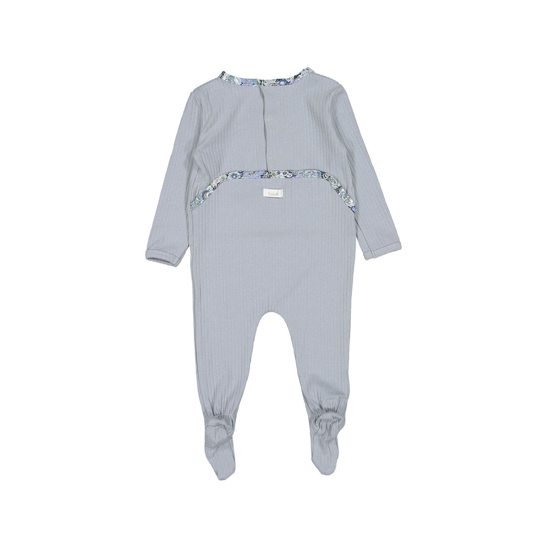 Ladida Dusty Blue Floral Trimmed  Footie