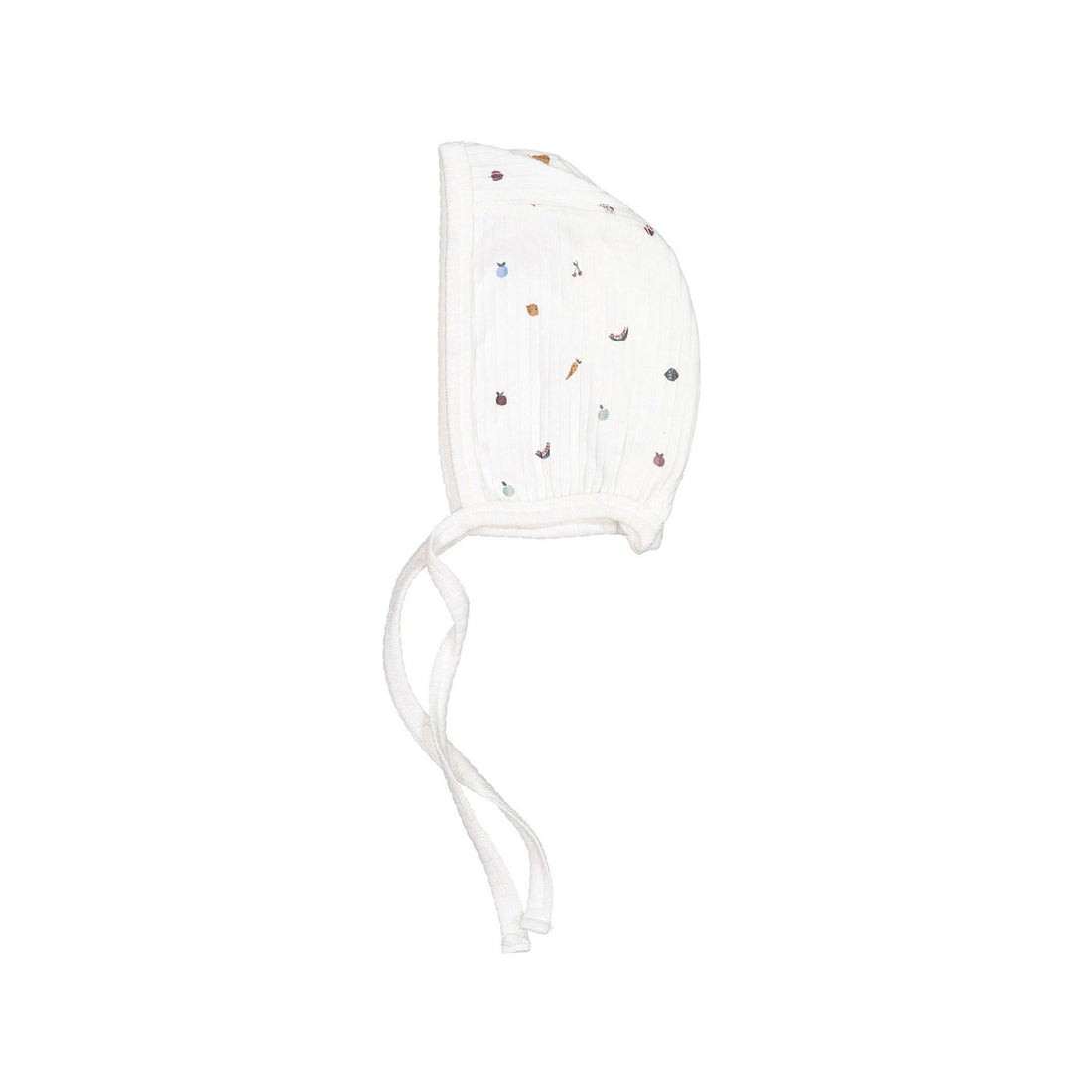 Ladida White Ribbed Fruit Print Bonnet