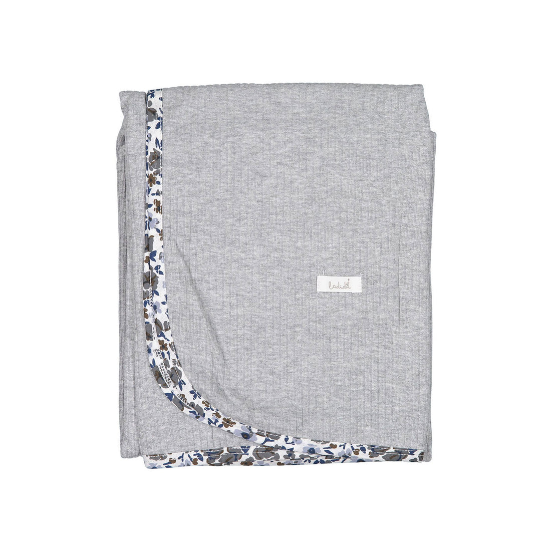 Ladida Heather Grey Floral Trimmed  Blanket