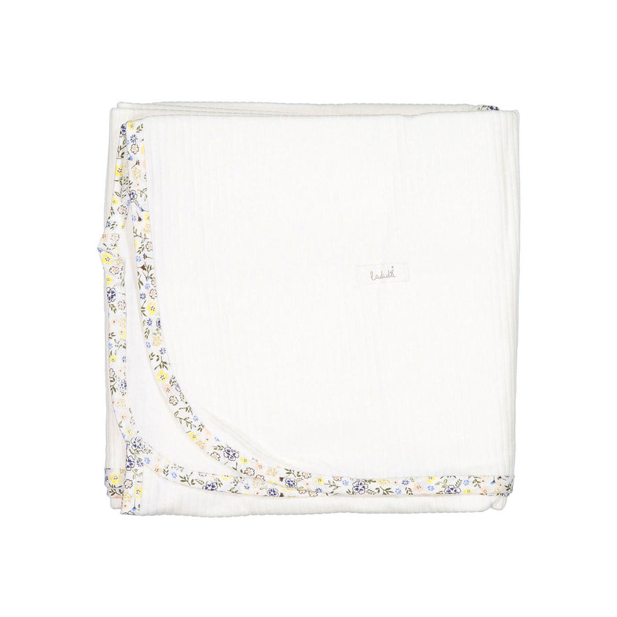 Ladida White Floral Trimmed  Blanket