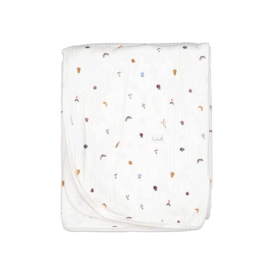 Ladida White Ribbed Fruit Print Blanket