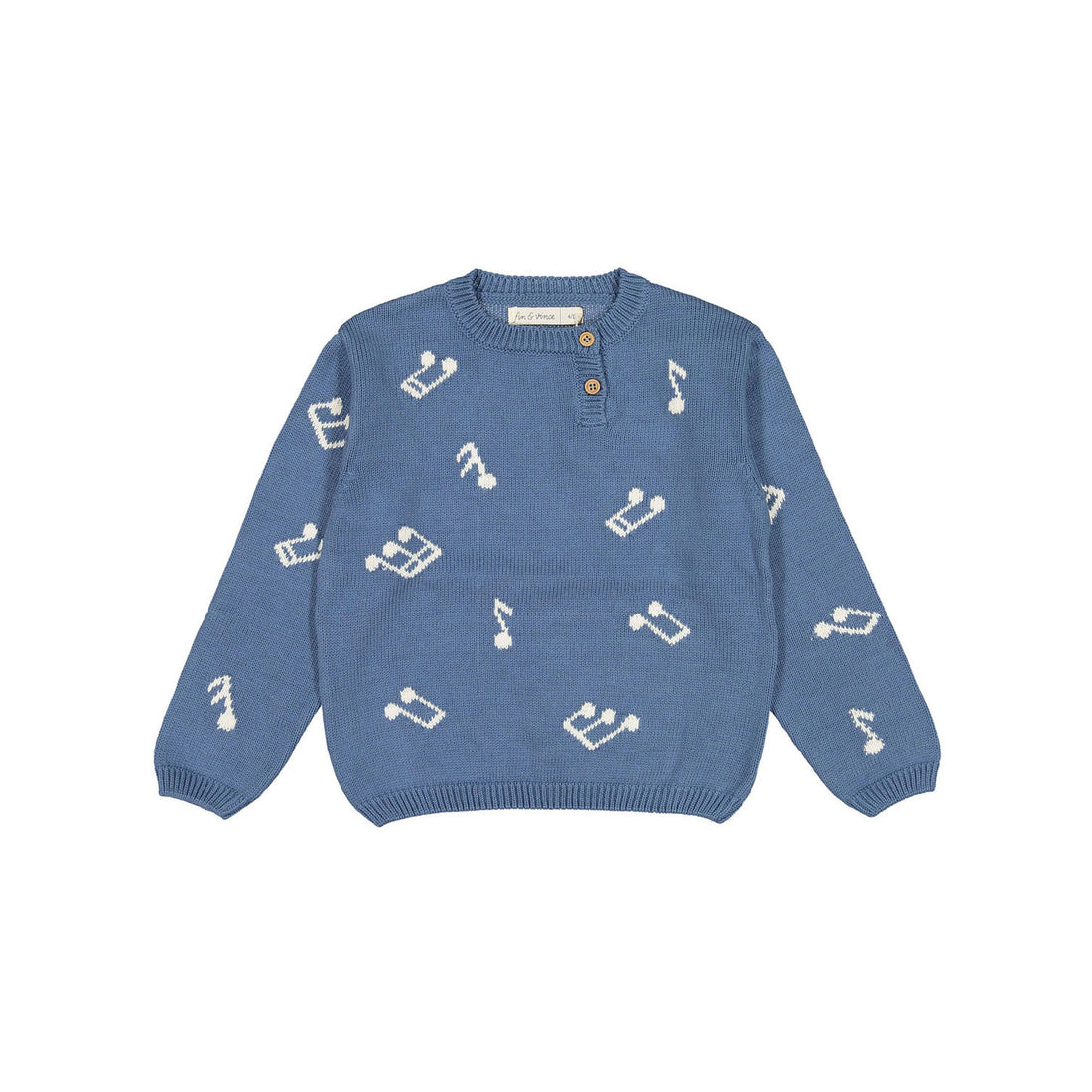 Fin and Vince Vintage Blue Melody Ribbed Knit Top