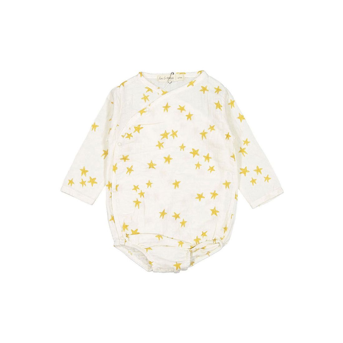 Fin and Vince Goldenrod Shooting Stars Wrap Onesie