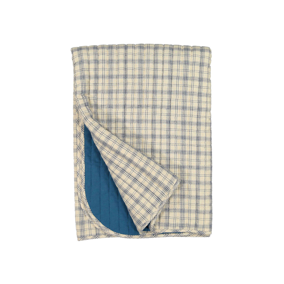 Fin and Vince Navy French Plaid Quilted Blanket