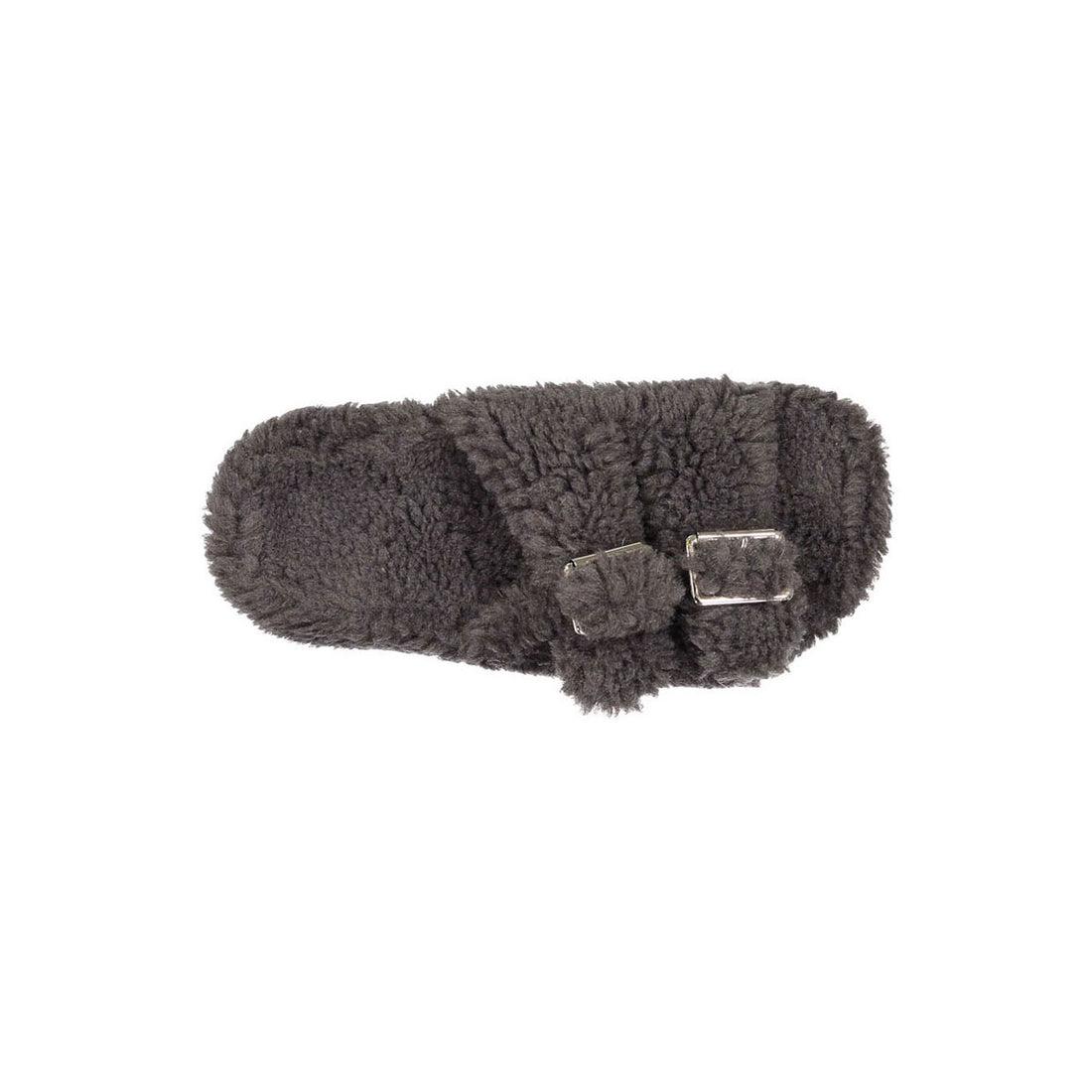 Delfina Grey Fuzzy Double Strap Slippers