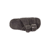 Delfina Grey Fuzzy Double Strap Slippers