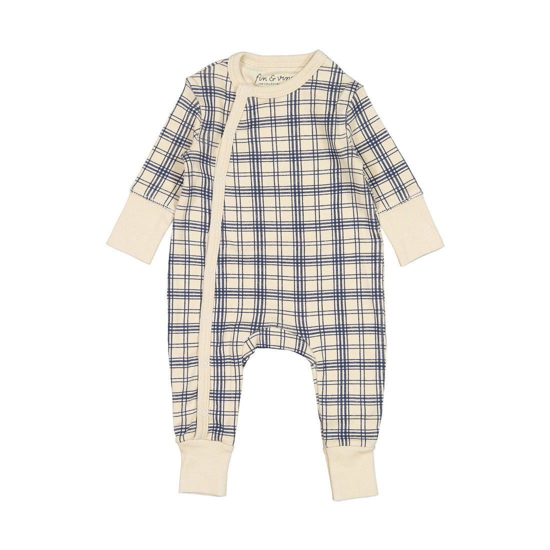 Fin and Vince Navy French Plaid Ribbed Wrap One Piece