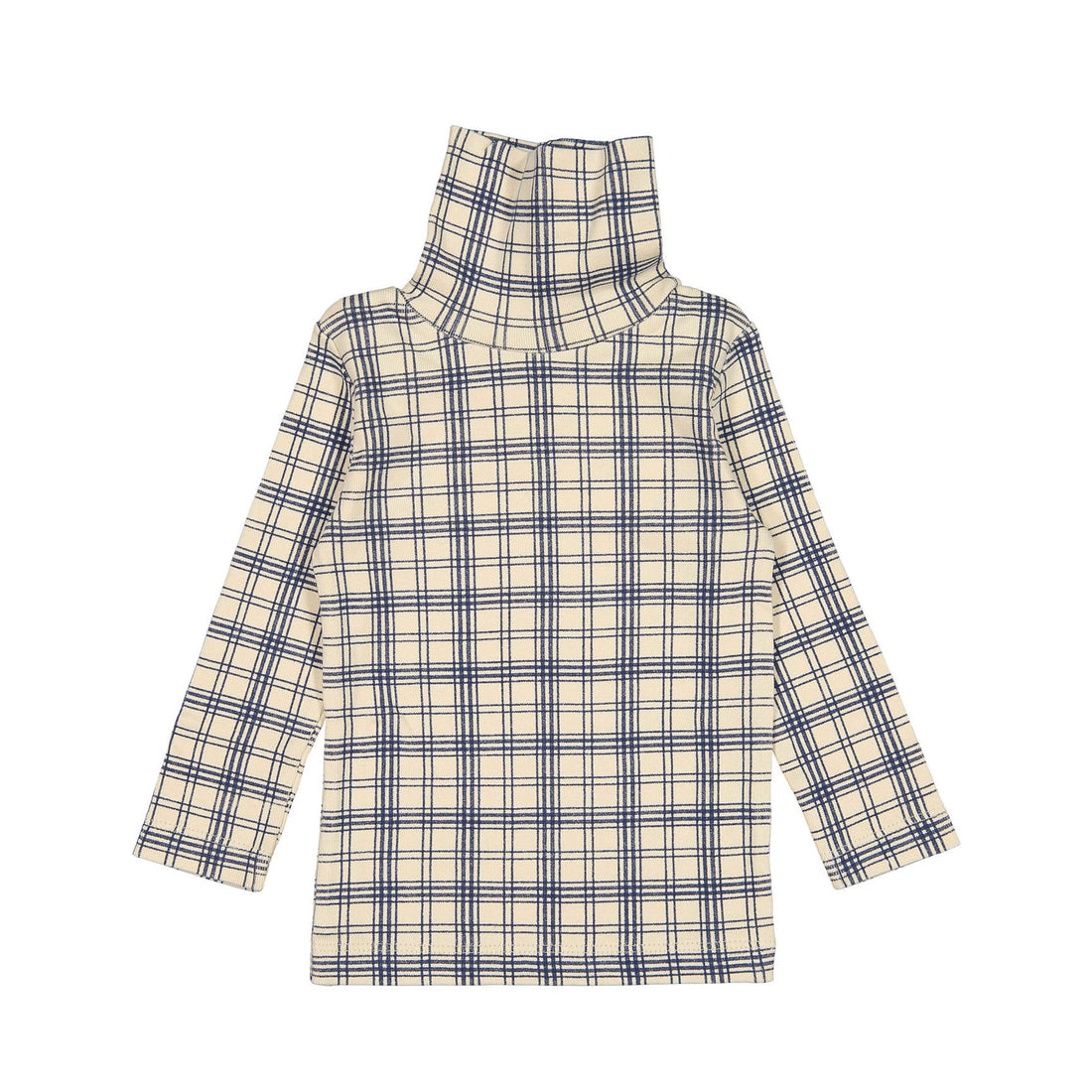 Fin and Vince Navy French Plaid Ribbed Turtleneck