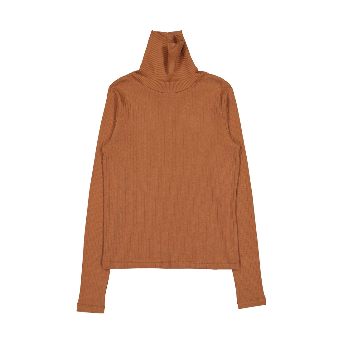Fin and Vince Hazelnut Solid Ribbed Womens Turtleneck