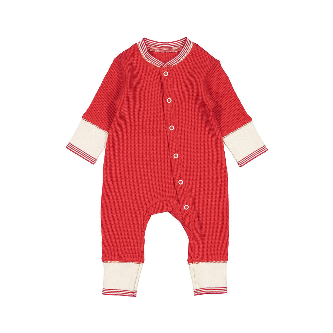Fin and Vince Crimson-Milk Retro Cuff Solid Waffle Long John