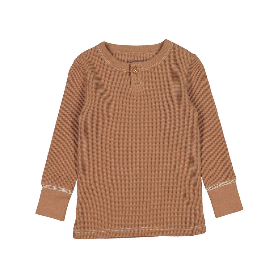 Fin and Vince Cinnamon Solid Waffle Henley Top