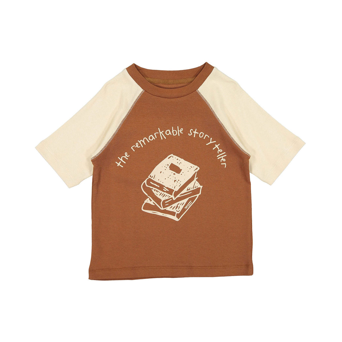 Fin and Vince Hazelnut Book Stack Baseball Tee