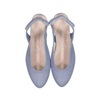 Papanatas Indigo Linen Slingback Shoe