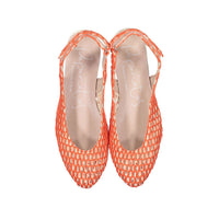 Papanatas Orange Leather Cutout Slingback Shoe
