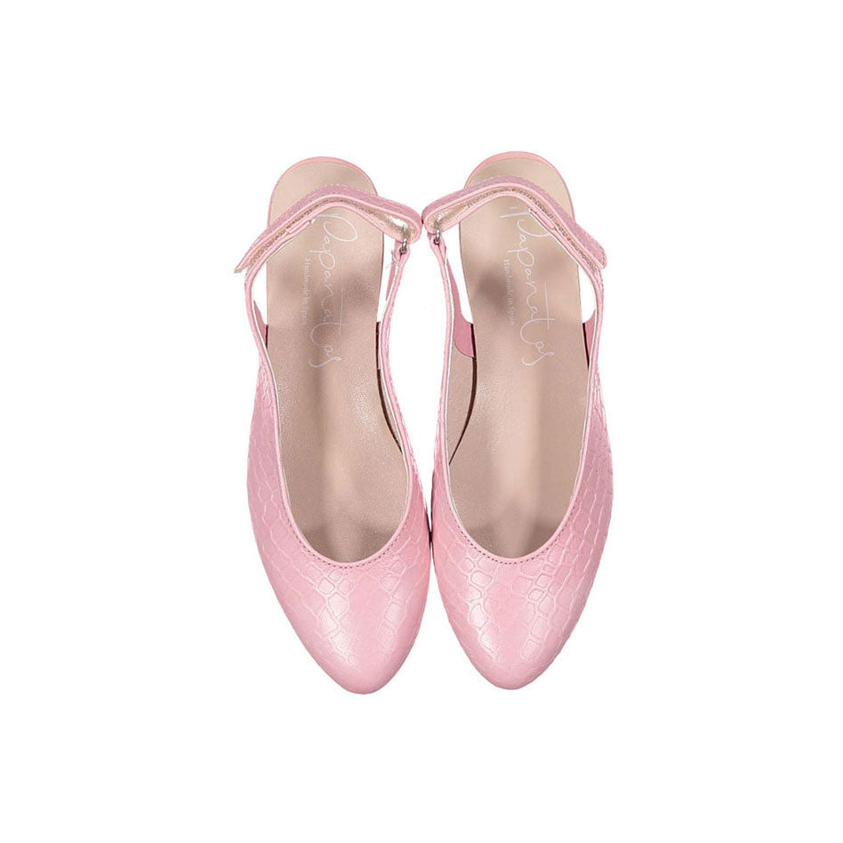 Papanatas Pink Textured Slingback Shoe