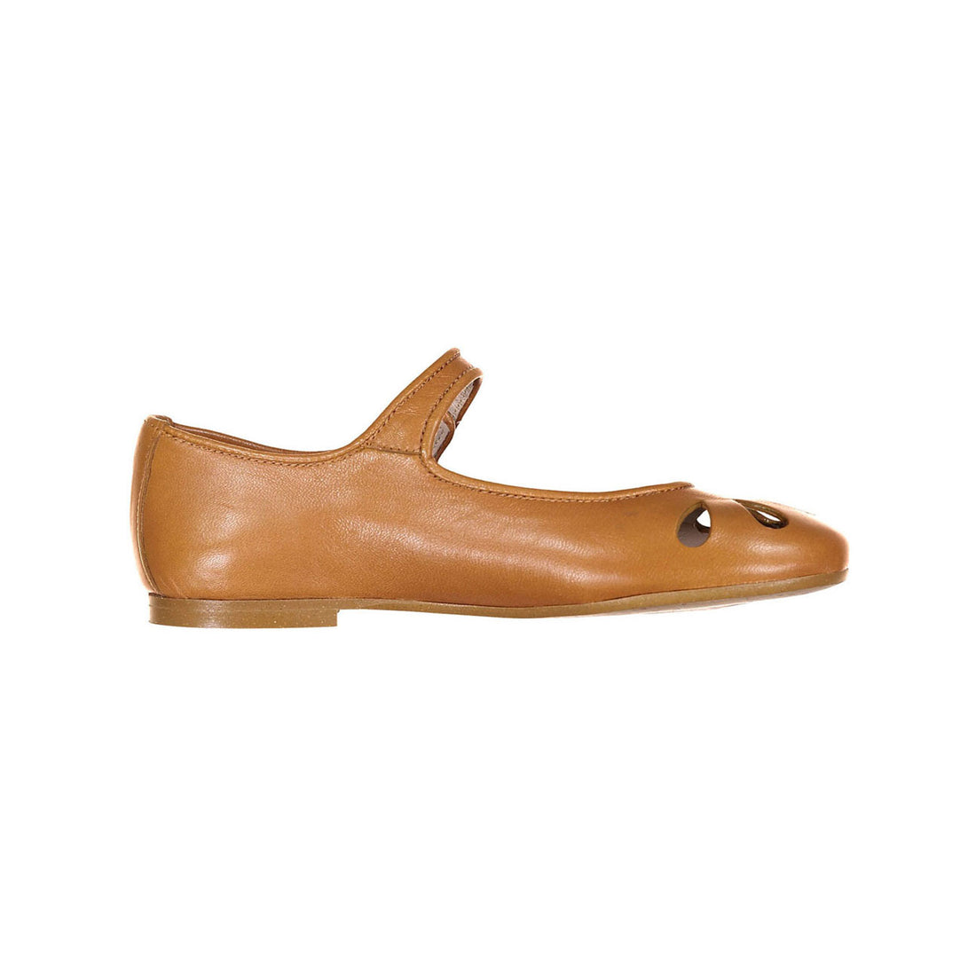 Papanatas Cognac Leather Petal Mary Janes