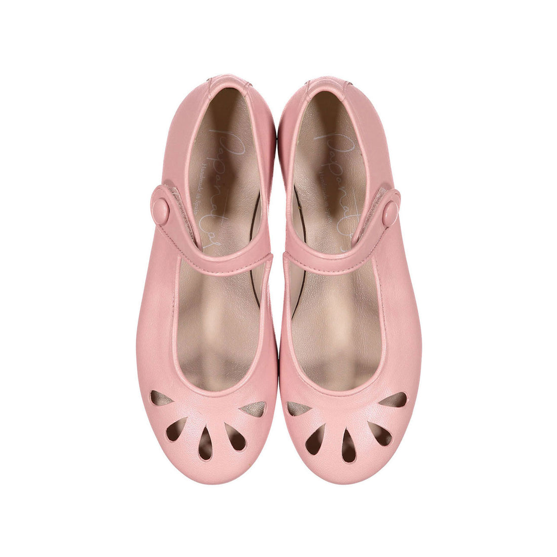 Papanatas Rose Leather Petal Mary Janes