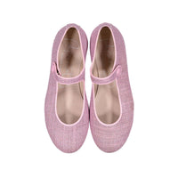 Papanatas Pink Herringbone Linen Mary Janes