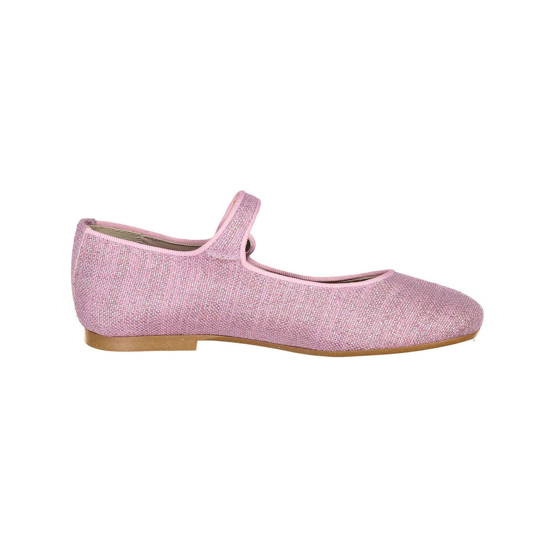 Papanatas Pink Herringbone Linen Mary Janes