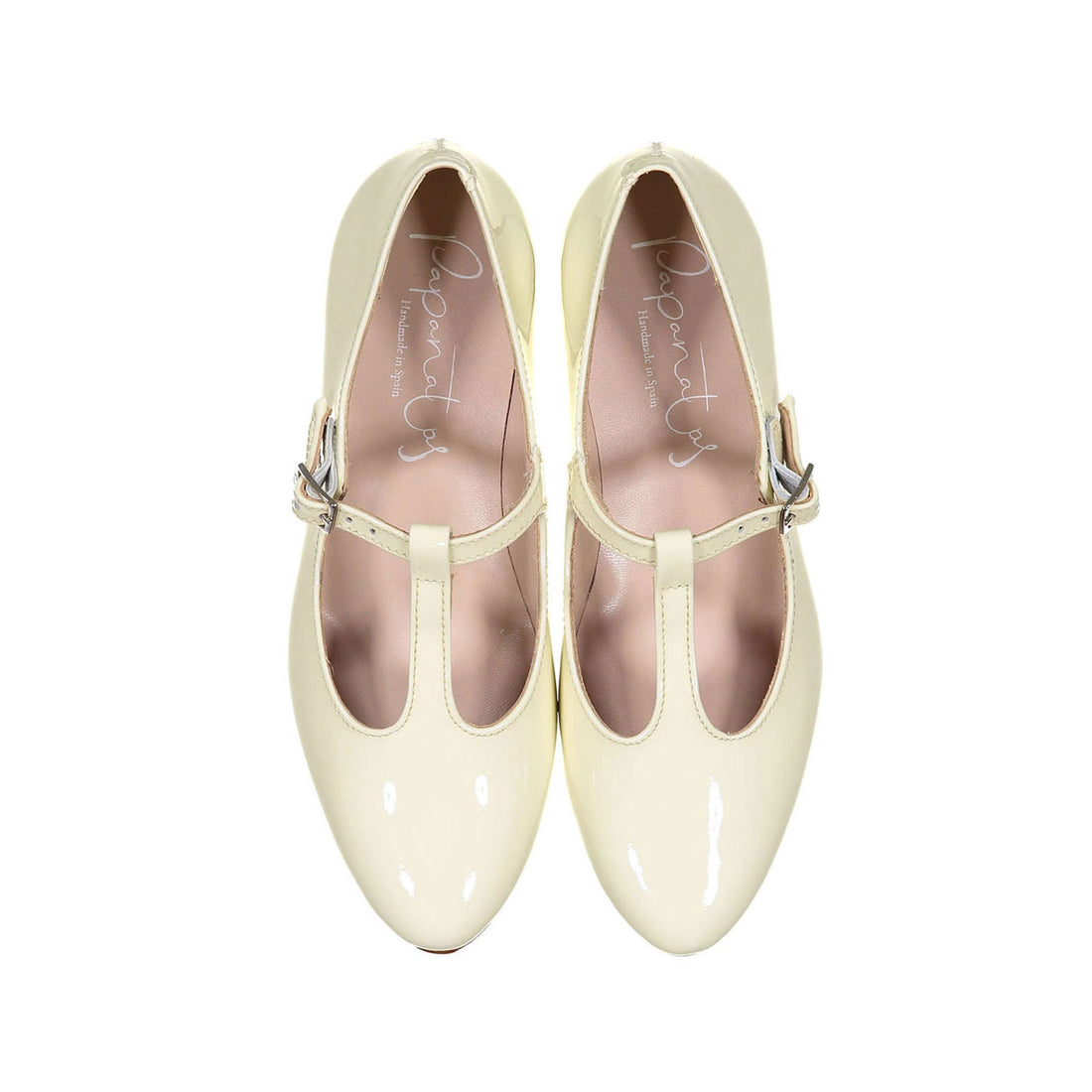 Papanatas Ivory Patent T-strap Shoe