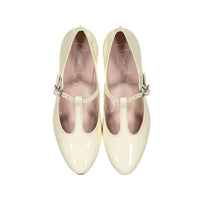Papanatas Ivory Patent T-strap Shoe