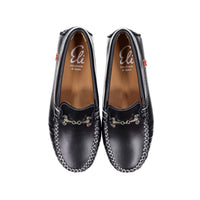 Papanatas Navy Leather Chain Loafers