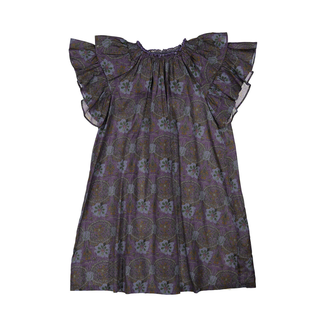 JNBY Purple Print Short Sleeve Maxi Dress
