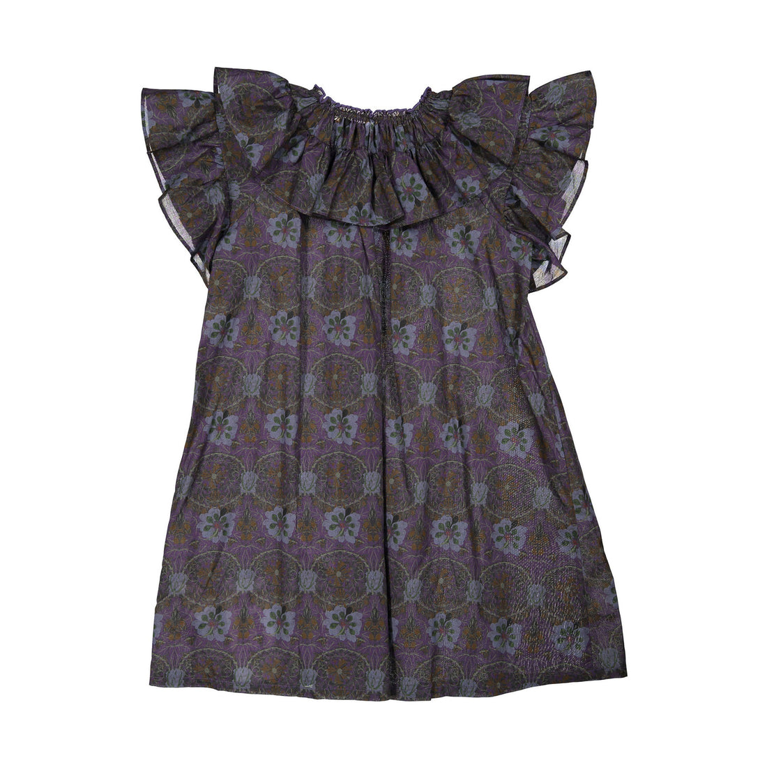 JNBY Purple Print Short Sleeve Maxi Dress