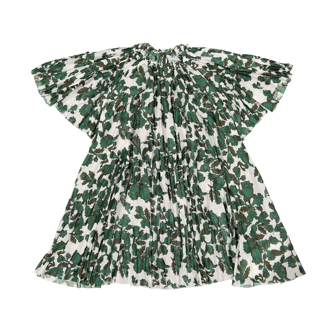 JNBY Dark Green Floral Bell Sleeve Dress