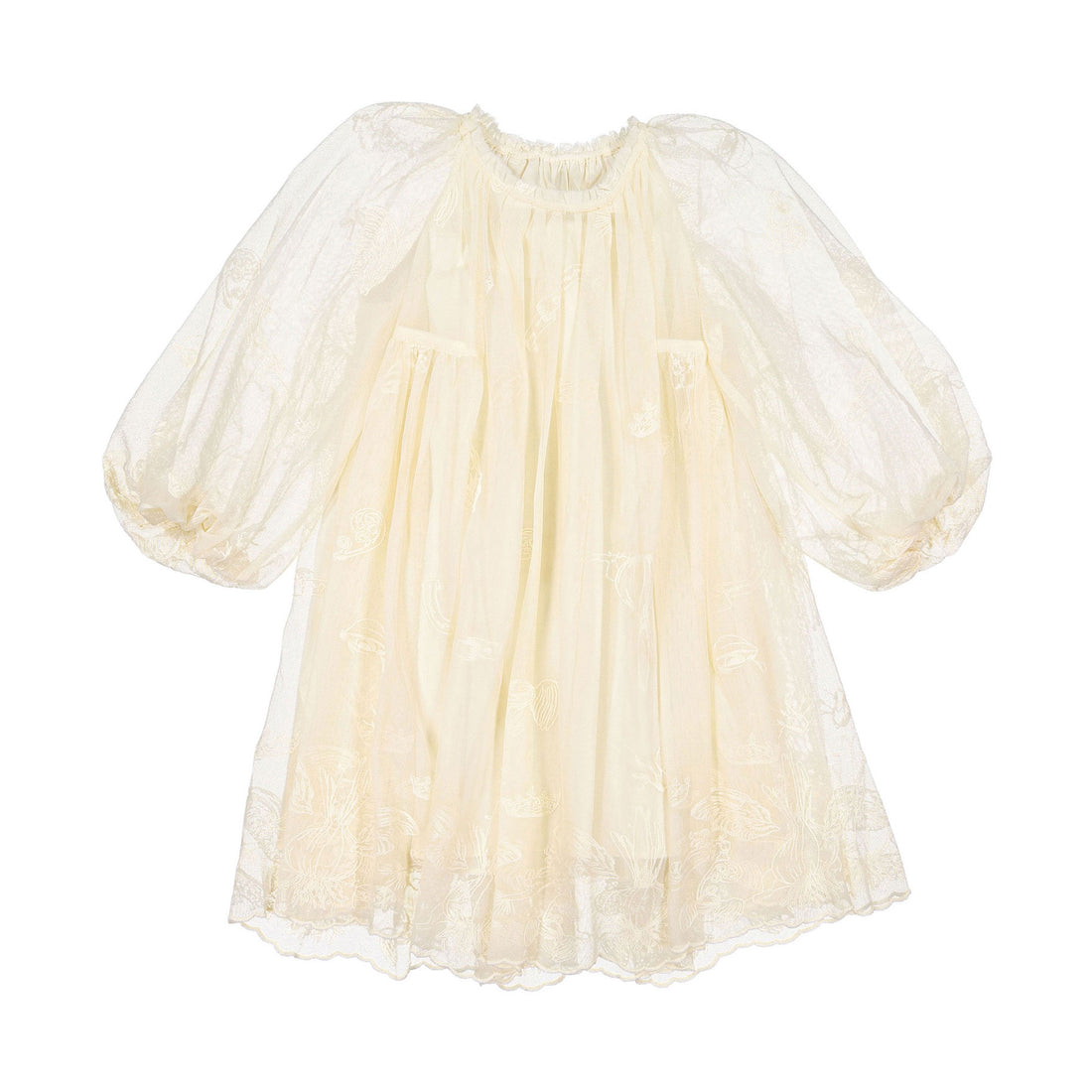 JNBY White Long Sleeve Tulle Dress