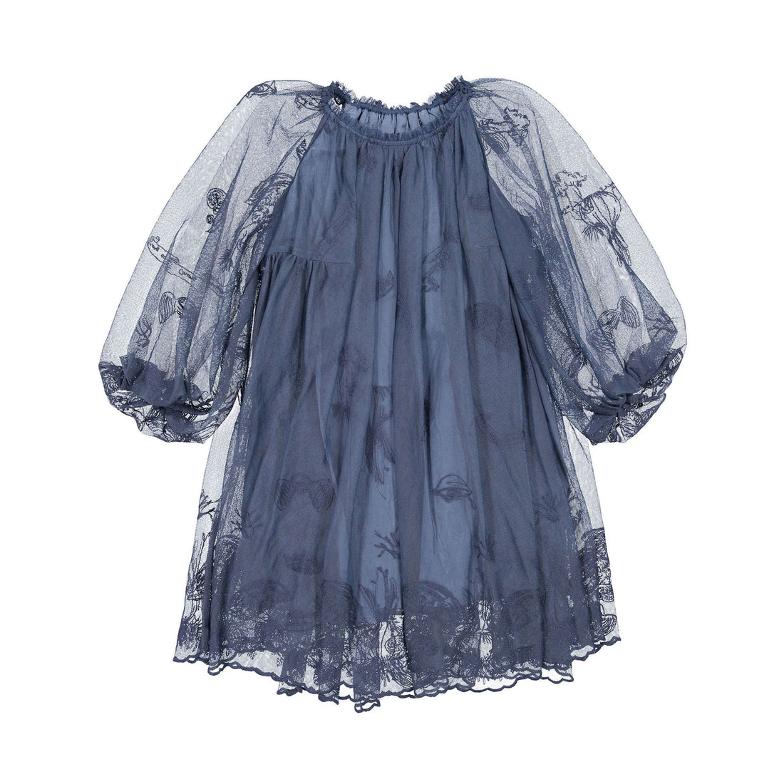 JNBY Navy Long Sleeve Tulle Dress