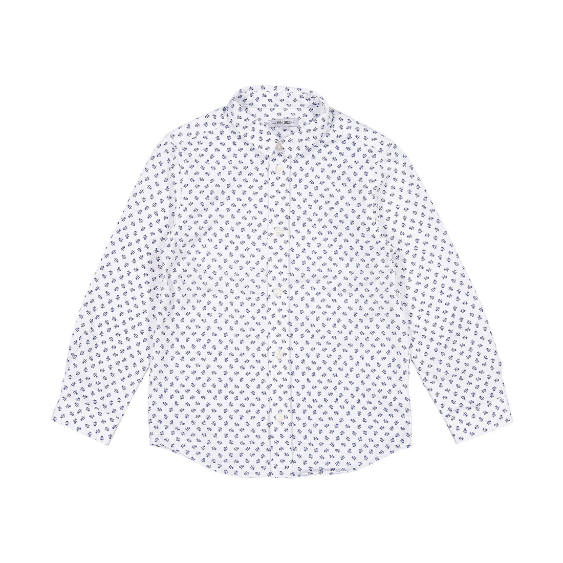 Boys and Arrows White Mini Flowers Long Sleeve Shirt