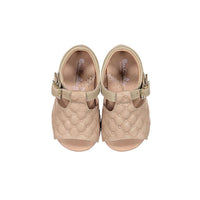 Papanatas Taupe Quilted Open Toe Baby Shoe