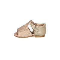 Papanatas Taupe Quilted Open Toe Baby Shoe