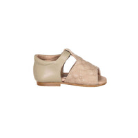 Papanatas Taupe Quilted Open Toe Baby Shoe