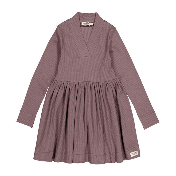 MarMar Copenhagen Plum Ribbed V Neck Dress