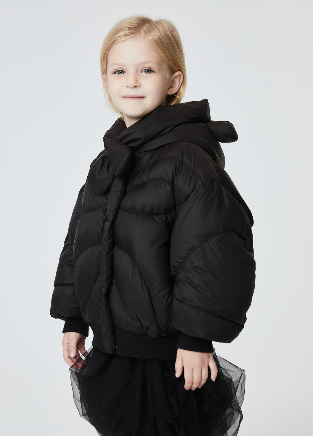 JNBY Black Down Coat Bear Hoodie