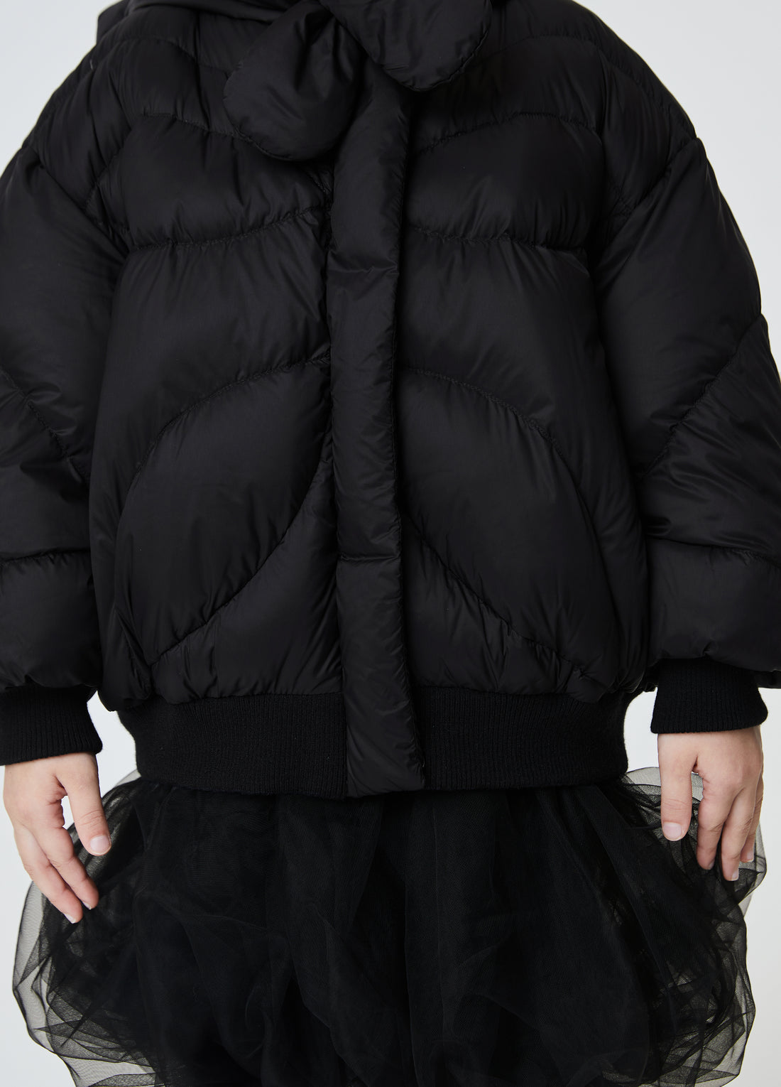 JNBY Black Down Coat Bear Hoodie