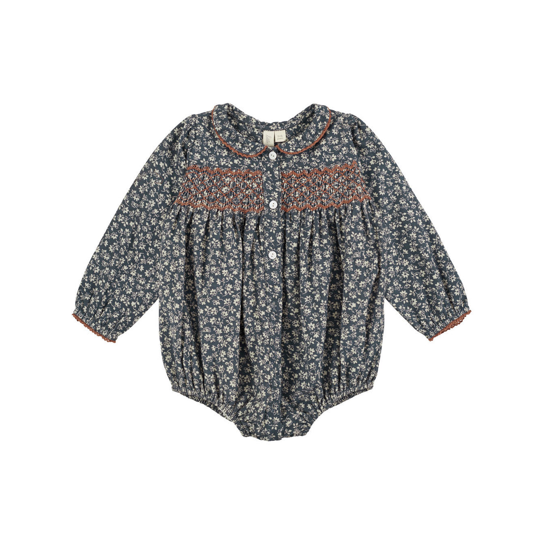 Little Cotton Clothes Cove Blue Floral Forget Me Not Emilie Smock Romper