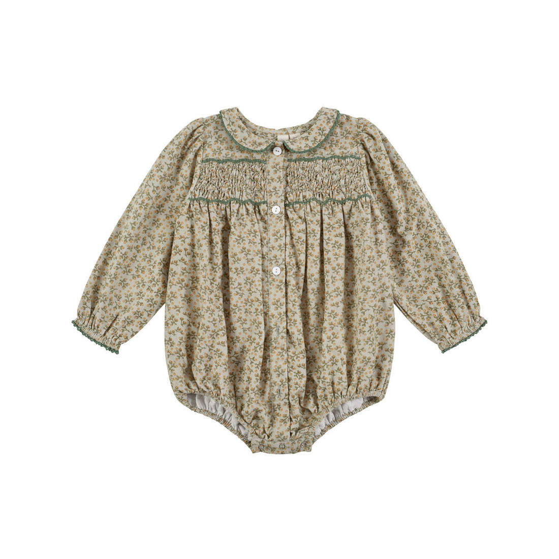 Little Cotton Clothes Laurel Hedgerow Floral Cord Emilie Smock Romper