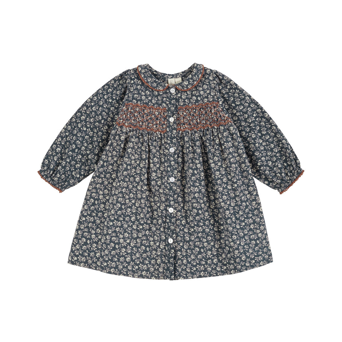 Little Cotton Clothes Cove Blue Floral Forget Me Not Kate Smock Dress