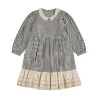 Little Cotton Clothes Blue Check Flannel Cove Judisth Dress