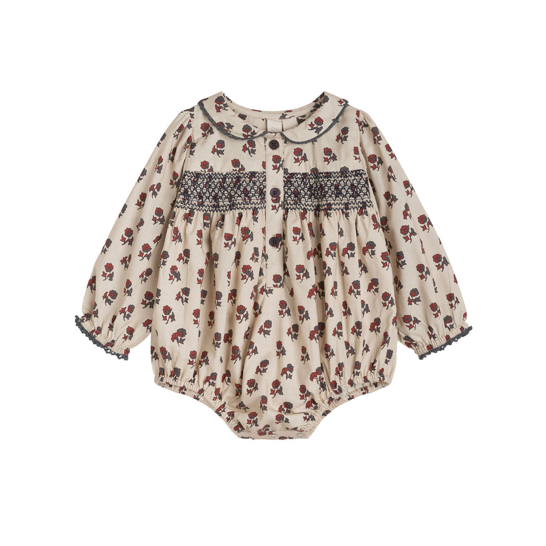 Little Cotton Clothes Emilie Smocked Romper - Ruby Floral