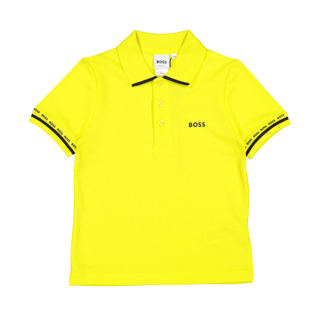 Hugo Boss Yellow Stripe On Collar Polo