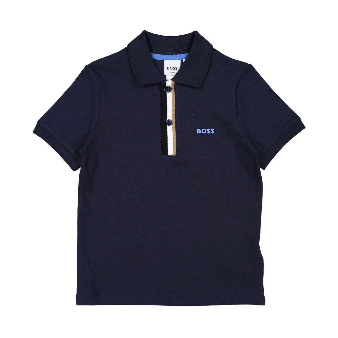 Hugo Boss Navy Striped Cuff Polo